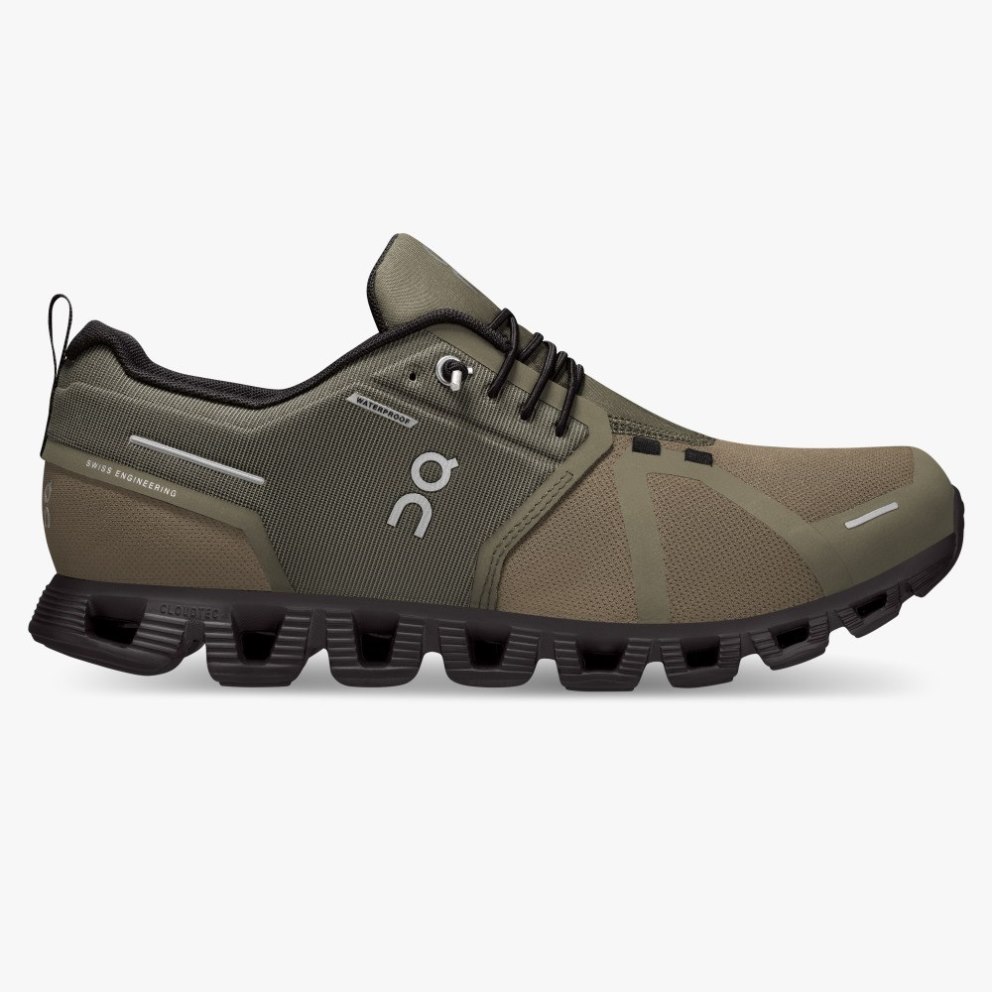On Cloud 5 Waterproof Men\'s Sneakers Olive | JTB026-CA