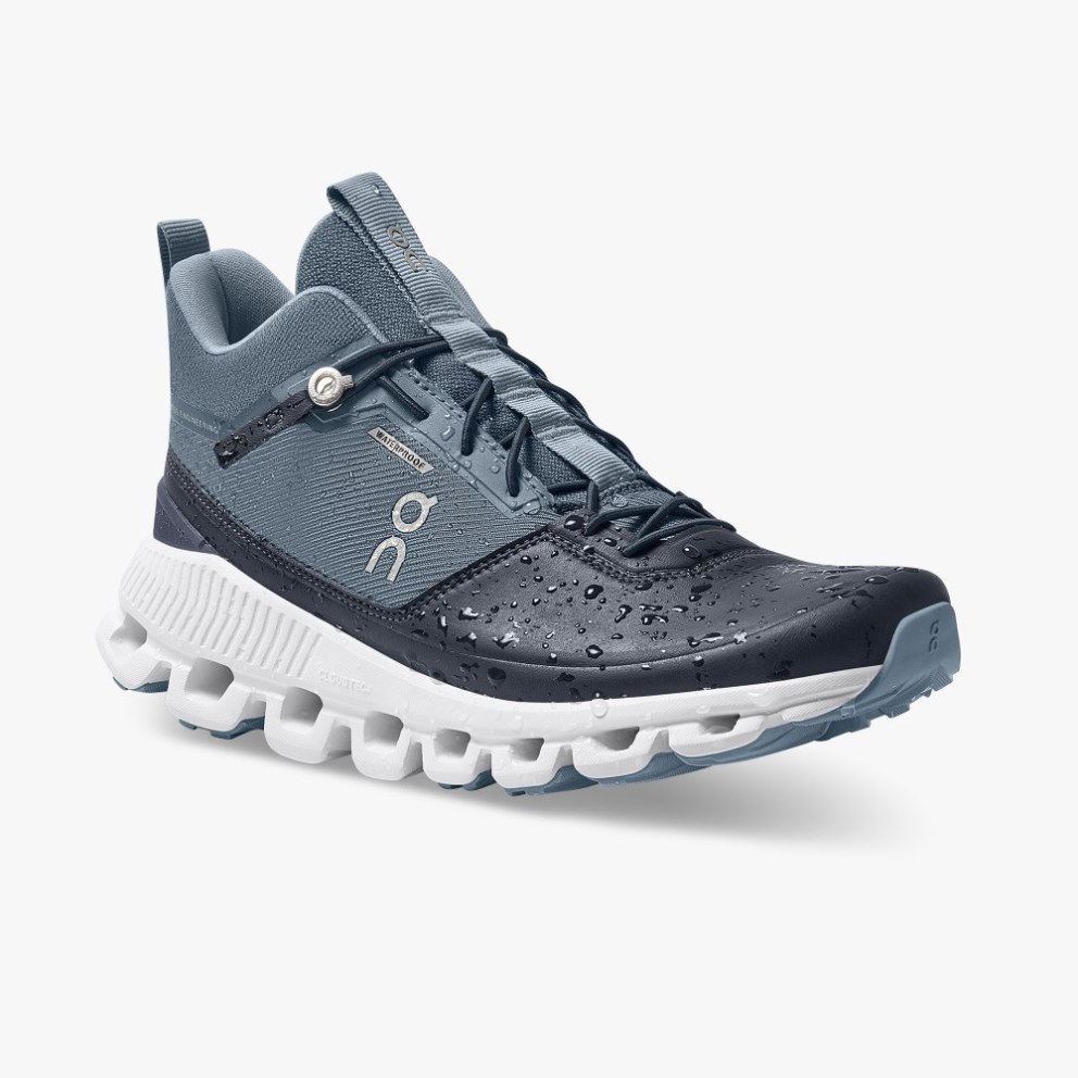 On Cloud Hi Waterproof Women's Sneakers Navy | QVA548-CA
