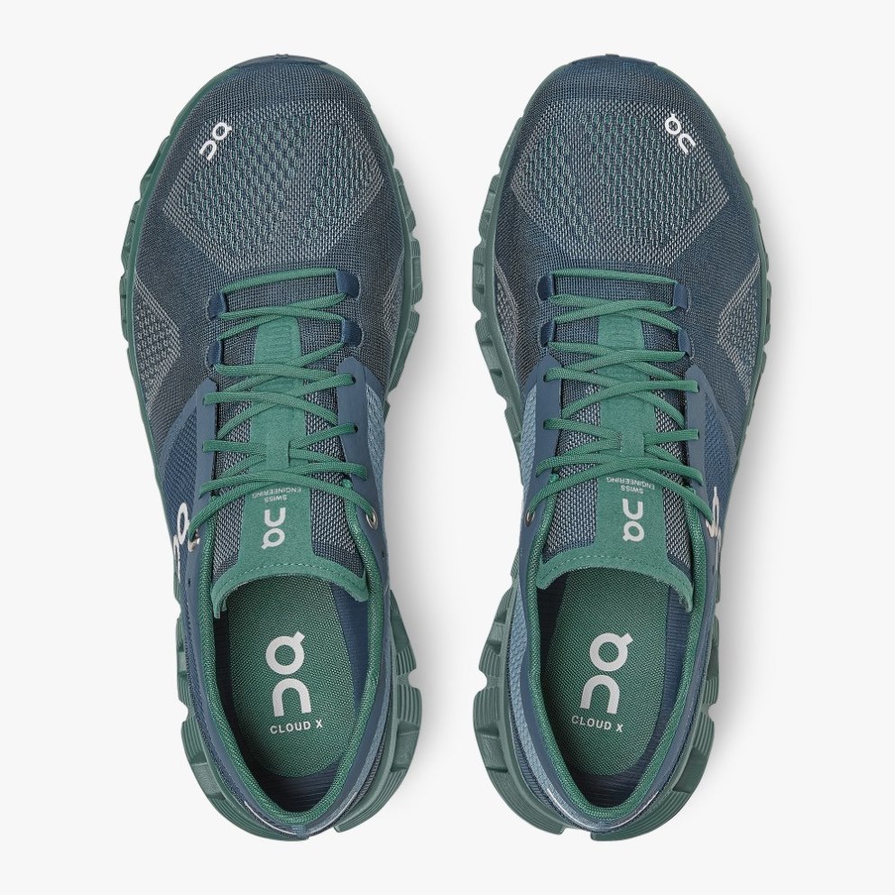 On Cloud X Men's Training Shoes Navy / Green | BIT105-CA