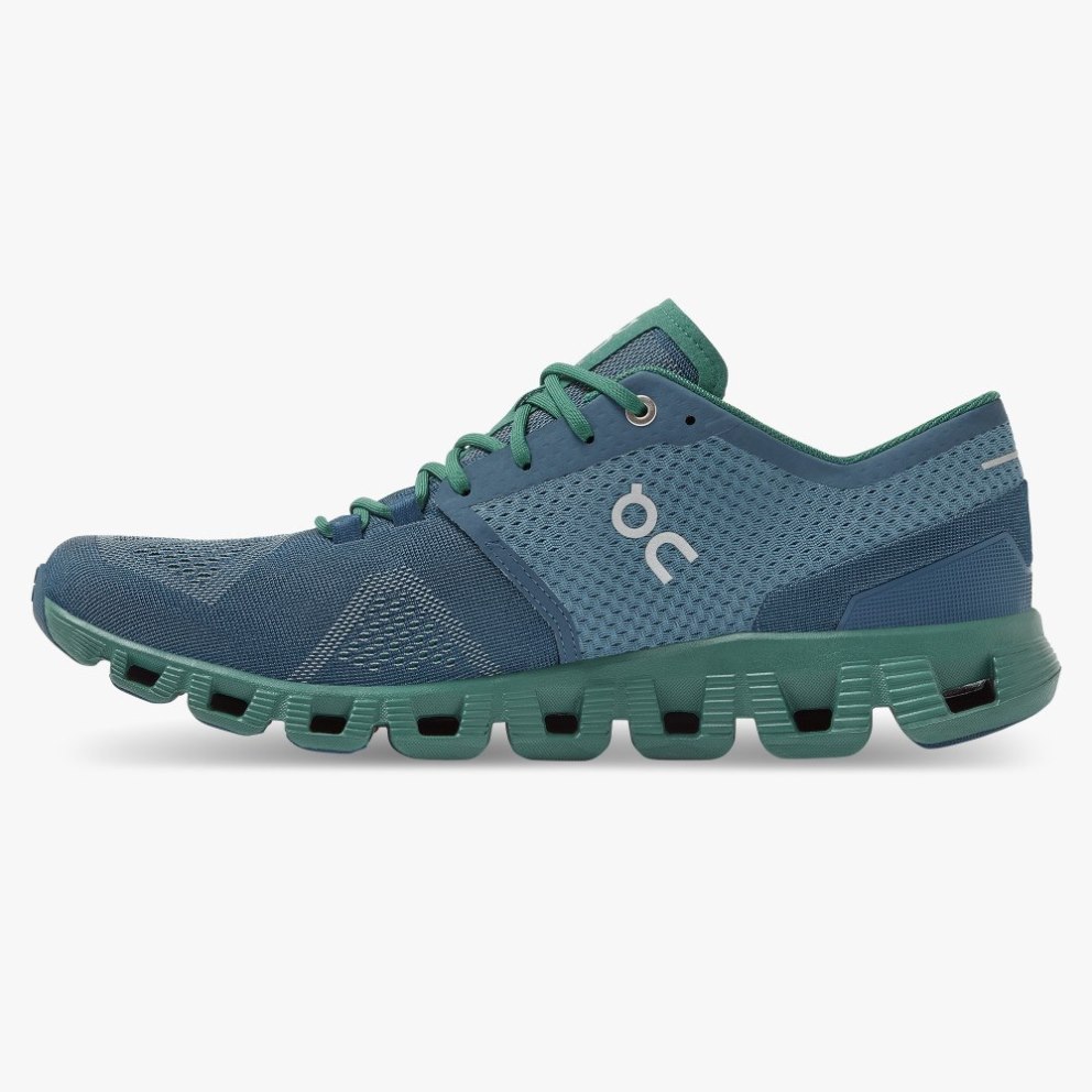 On Cloud X Men's Training Shoes Navy / Green | BIT105-CA