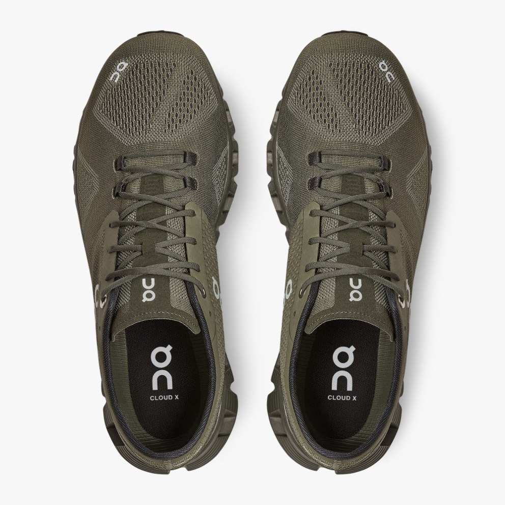 On Cloud X Men's Training Shoes Olive | TBF762-CA