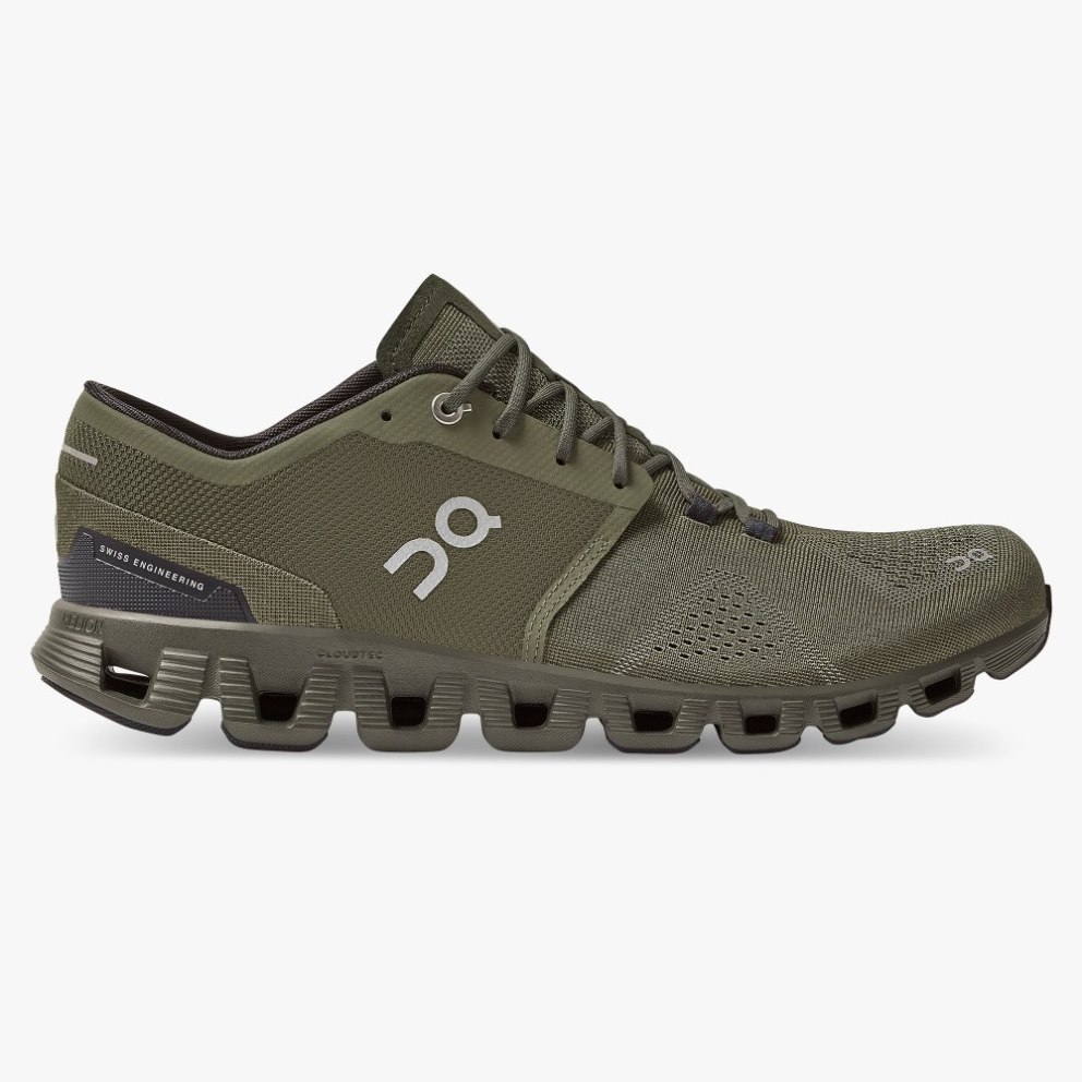 On Cloud X Men\'s Training Shoes Olive | TBF762-CA