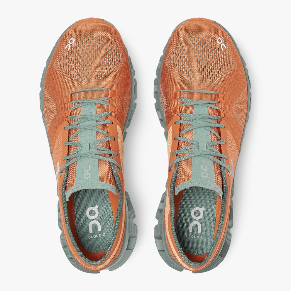 On Cloud X Men's Training Shoes Orange / Mint | BCD473-CA
