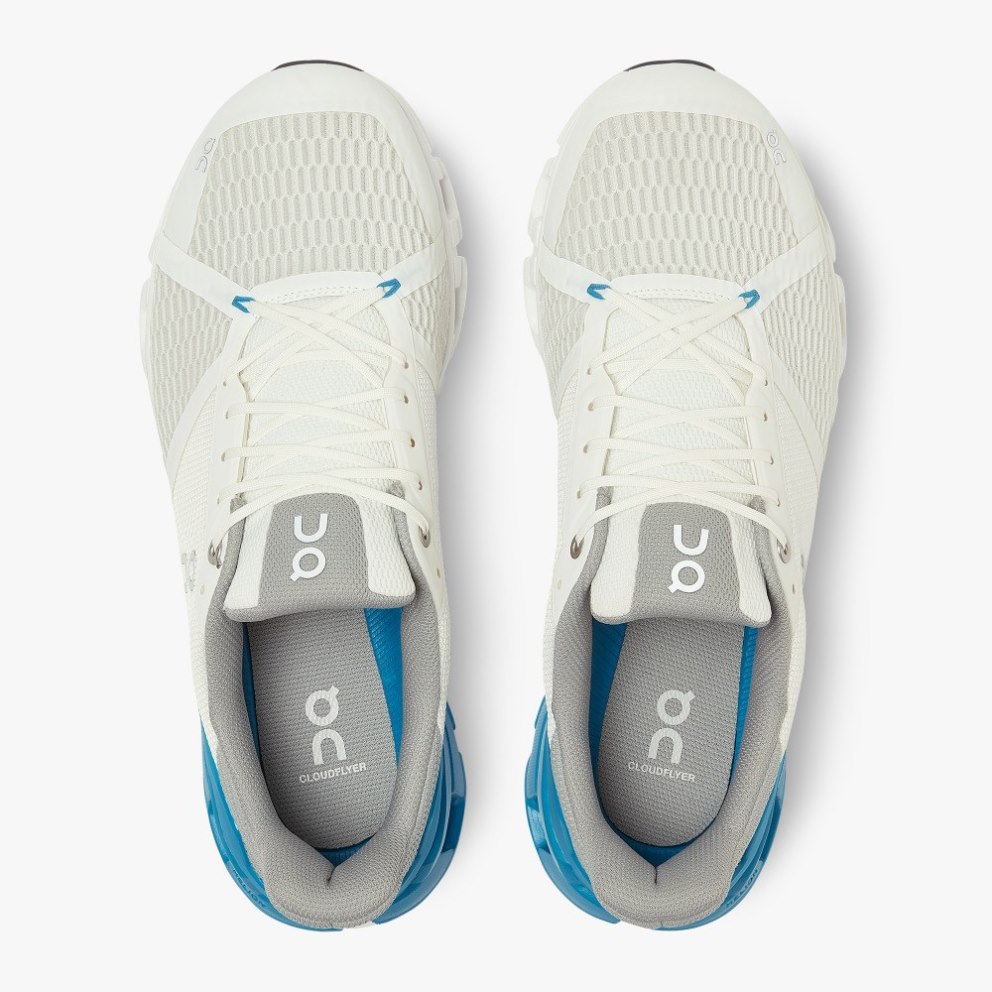 On Cloudflyer Men's Running Shoes White / Blue | IQP298-CA