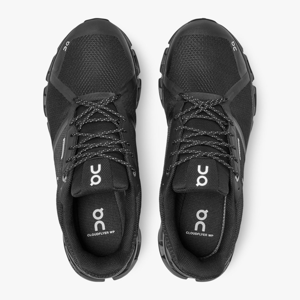 On Cloudflyer Waterproof Men's Running Shoes Black | QDT405-CA