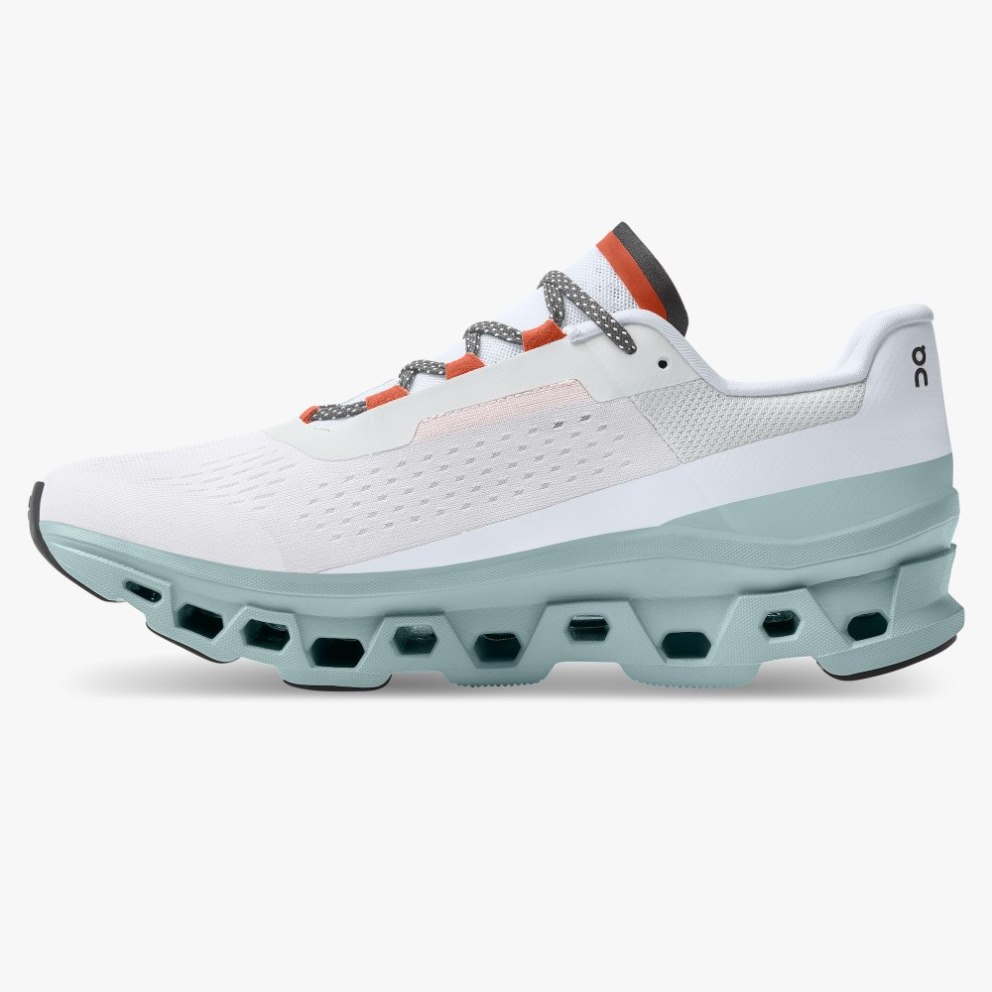 On Cloudmonster Men's Running Shoes White / Blue | PDE706-CA