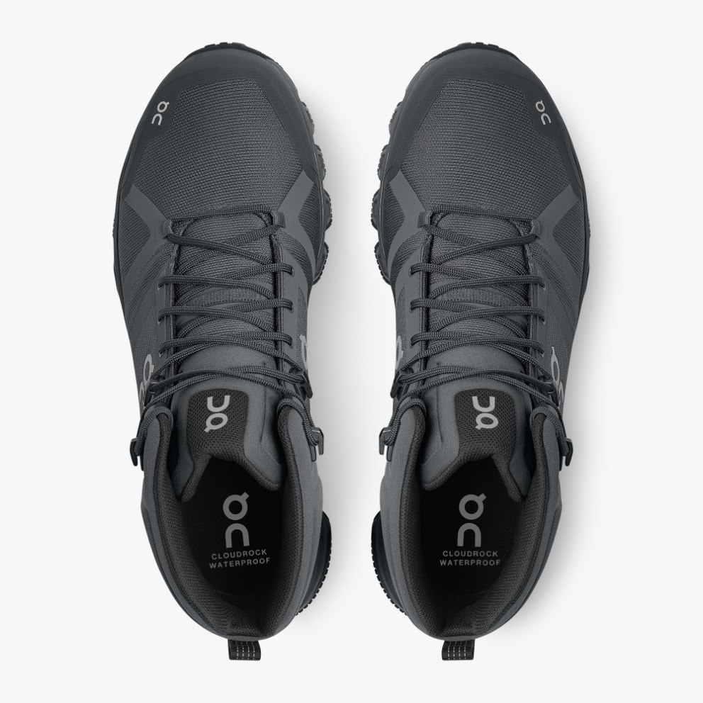 On Cloudrock Waterproof Men's Hiking Boots Black | GTH354-CA
