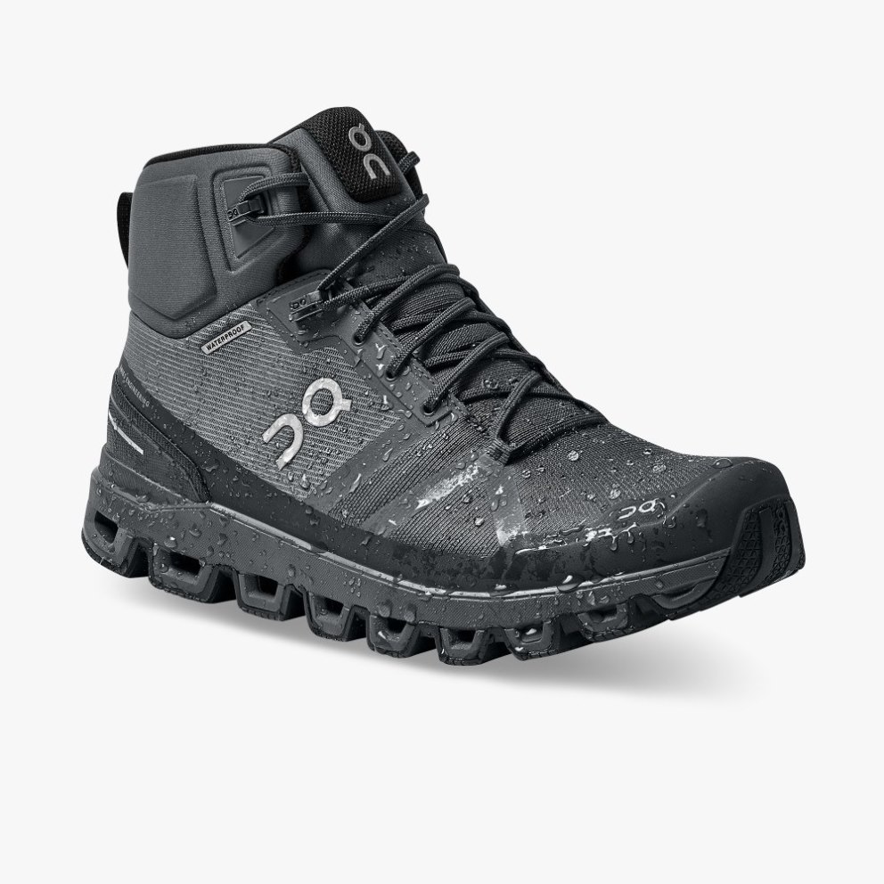 On Cloudrock Waterproof Men's Hiking Boots Black | GTH354-CA