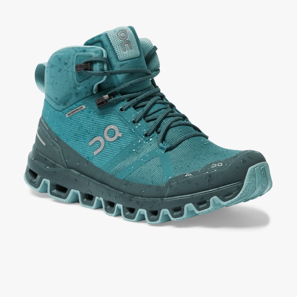 On Cloudrock Waterproof Women's Hiking Boots Turquoise | DRQ326-CA
