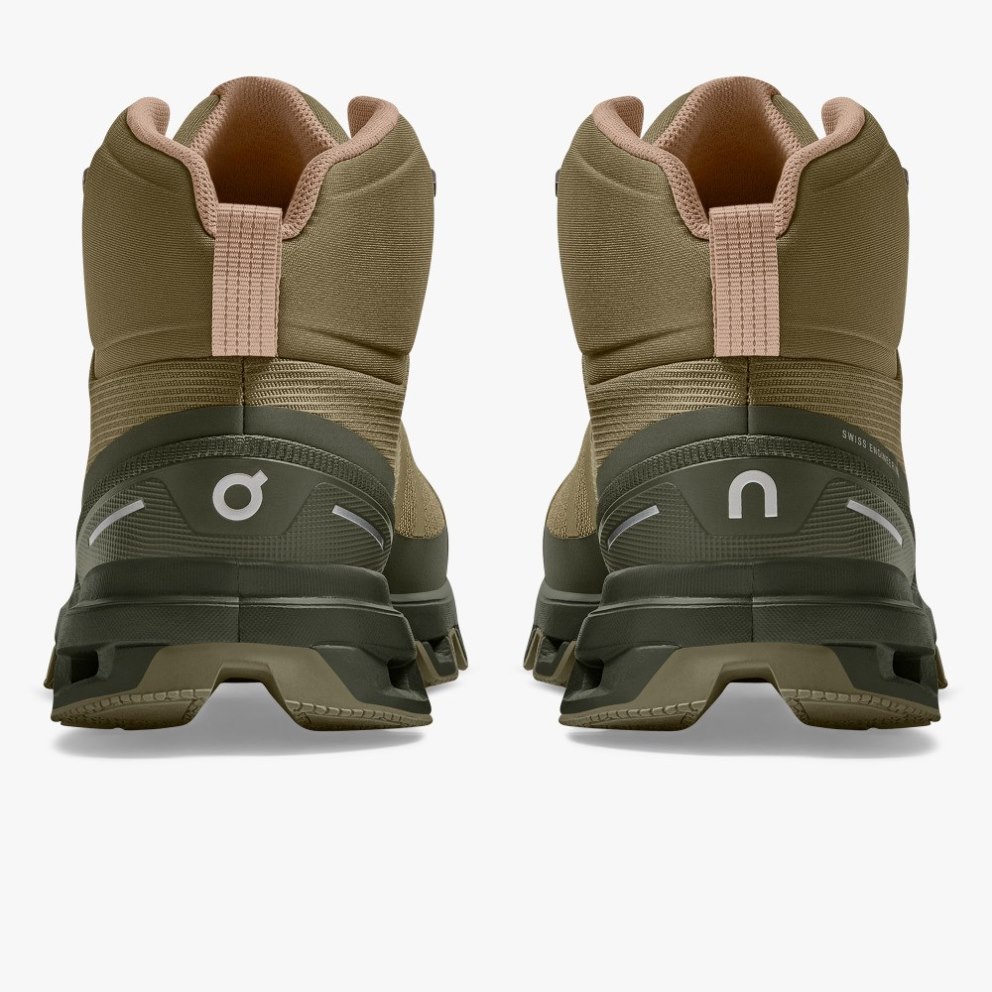 On Cloudrock Waterproof Women's Hiking Boots Olive | HSE921-CA