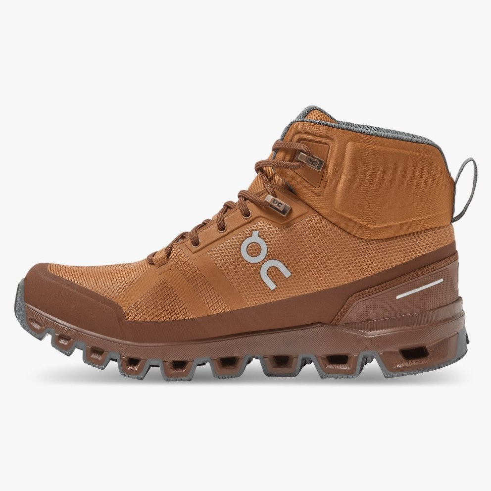 On Cloudrock Waterproof Women's Hiking Boots Brown | XHG176-CA