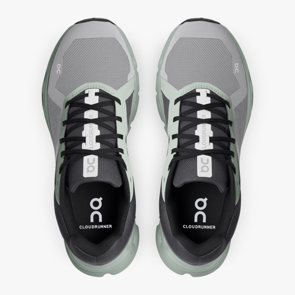 On Cloudrunner Men's Running Shoes Black / Grey / Mint | YZN410-CA
