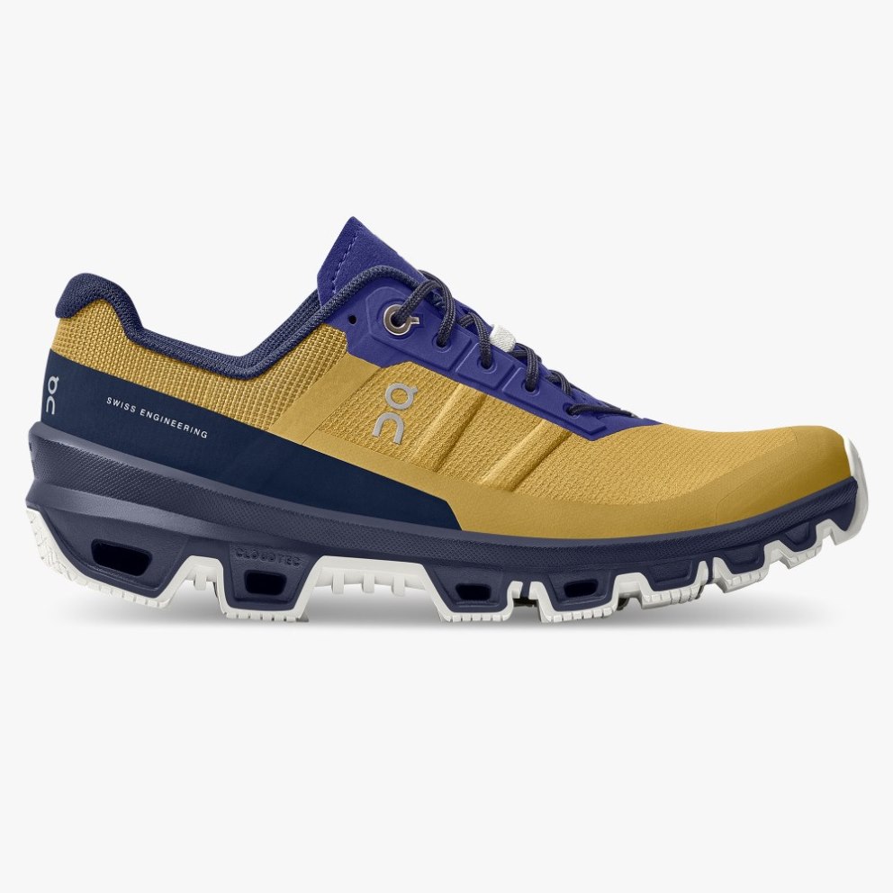 On Cloudventure Women\'s Hiking Shoes Gold / Navy | VXF065-CA