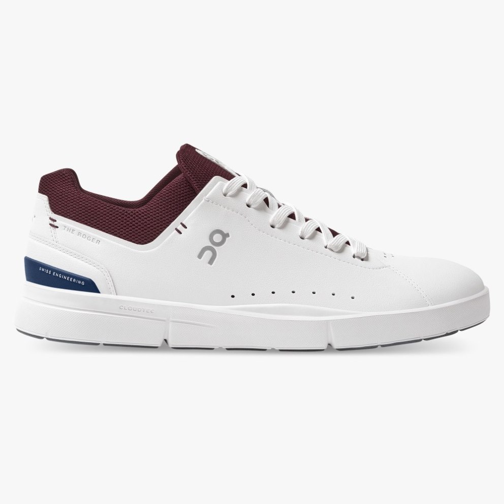 On Cloud THE ROGER Advantage Men\'s Sneakers White / Burgundy | HYL068-CA