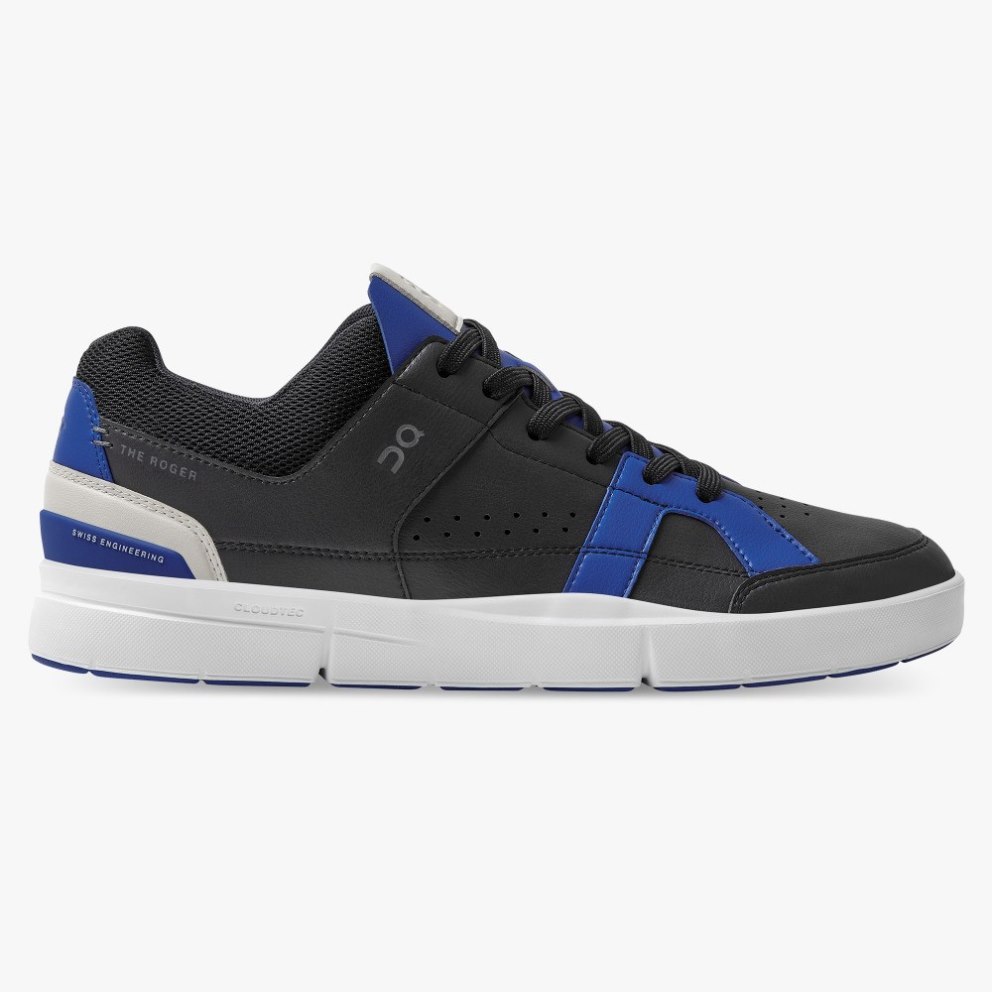 On Cloud THE ROGER Clubhouse Men\'s Sneakers Black / Blue | IOB487-CA