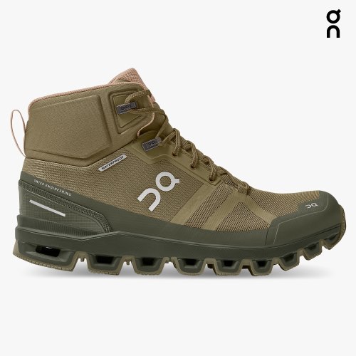 On Cloudrock Waterproof Women's Hiking Boots Olive | HSE921-CA