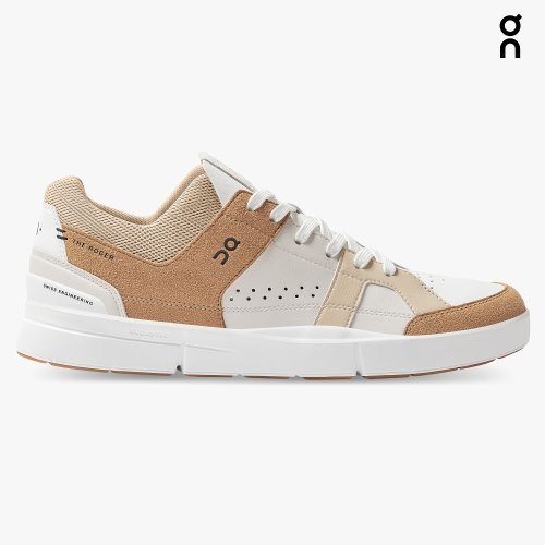 On Cloud THE ROGER Clubhouse Men's Sneakers White / Brown | KJD436-CA